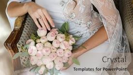  Presentation with holding hands - Presentation design consisting of closeup-shot-of-bride-hands background and a coral colored foreground