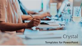  Presentation with education training - Presentation theme having closeup-shot-of-business-people background and a light blue colored foreground