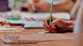  Presentation with education training - Presentation with closeup-shot-of-business-people background and a coral colored foreground