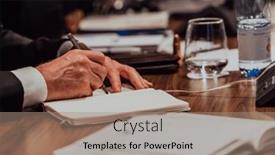  Presentation with education training - PPT theme featuring closeup-shot-of-business-people background and a coral colored foreground