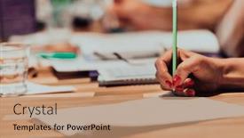  Presentation with education training - Presentation design enhanced with closeup-shot-of-business-people background and a coral colored foreground