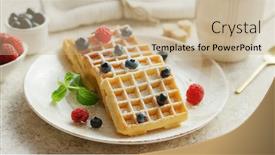  Presentation with waffles - Slide set featuring berries standing on marble tabletop background and a coral colored foreground