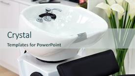  Presentation with hair salon - Cool new slides with closeup shot of chair backdrop and a sky blue colored foreground