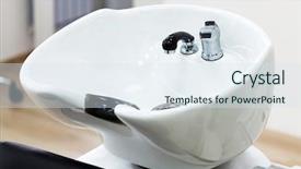  Presentation with hair salon - Amazing slide set having closeup shot of chair backdrop and a sky blue colored foreground