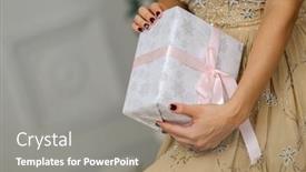  Presentation with pink ribbon hands - Theme consisting of closeup-shot-of-female-hands background and a gray colored foreground