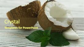 Presentation with green coconut - PPT layouts consisting of closeup shot of fresh cut background and a tawny brown colored foreground