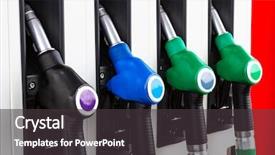  Presentation with gas pump - Colorful PPT theme enhanced with closeup shot of gas pump backdrop and a dark gray colored foreground