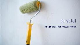  Presentation with paint roller - Beautiful presentation theme featuring building paints - closeup shot of paint roller backdrop and a sky blue colored foreground