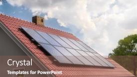  Presentation with solar panels - PPT theme with closeup-shot-of-solar-panels background and a violet colored foreground