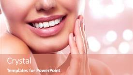  Presentation with pretty girl - Cool new slide deck with closeup-shot-of-young-beautiful backdrop and a coral colored foreground