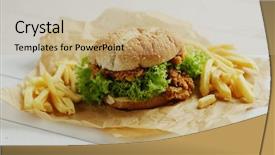  Presentation with french fries - Amazing PPT theme having closeup shot of yummy french backdrop and a coral colored foreground