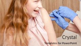  Presentation with pediatrician - PPT theme consisting of preteen girl's arm - child background and a lemonade colored foreground