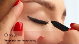  Presentation with shot arrows - Presentation design having closeup-shot-stylist-drawing-black background and a coral colored foreground