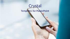  Presentation with hand holding colorful brain sketch - Slide deck enhanced with woman's hand holding mobilephone background and a sky blue colored foreground