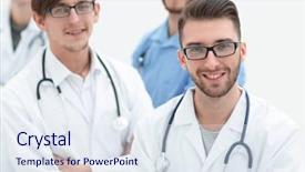  Presentation with team ministry - Slides featuring closeup smiling team of practitioners background and a sky blue colored foreground