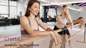  Presentation with ballet - Slide set having closeup-smiling-young-woman-standing background and a coral colored foreground