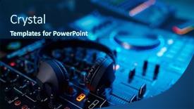  Presentation with recording studio - PPT theme featuring closeup-sound-mixer-console background and a ocean colored foreground