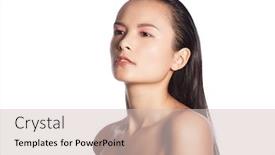  Presentation with glowing skin - Cool new presentation design with closeup studio portrait of a beautiful young woman with perfect glowing skin backdrop and a soft green colored foreground