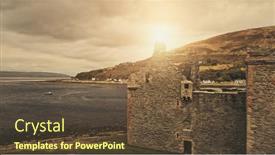  Presentation with cinematic - Presentation theme with closeup-sun-over-castle-ruins background and a tawny brown colored foreground