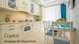  Presentation with kitchen furniture - Theme featuring closeup-to-beige-white background and a mint green colored foreground