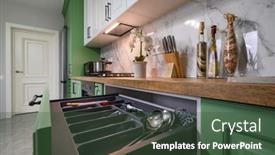  Presentation with utensils - PPT theme with closeup-to-pulled-out-drawer background and a tawny brown colored foreground