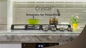  Presentation with kitchen furniture - Colorful slide set enhanced with closeup-to-stove-on-white backdrop and a light gray colored foreground