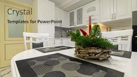  Presentation with kitchen furniture - Cool new PPT theme with closeup-to-white-cozy-modern backdrop and a mint green colored foreground