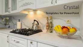  Presentation with kitchen furniture - Audience pleasing slide deck consisting of closeup-to-white-cozy-modern backdrop and a mint green colored foreground