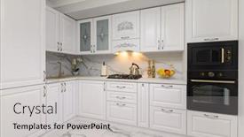  Presentation with kitchen furniture - Slide set enhanced with closeup-to-white-cozy-modern background and a light gray colored foreground