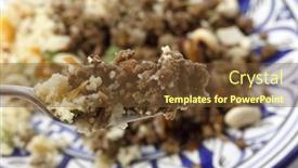  Presentation with moroccan - Colorful theme enhanced with closeup-view-of-a-fork backdrop and a  colored foreground