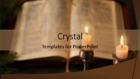  Presentation with bible view - Slide set with closeup view of burning candles background and a coral colored foreground