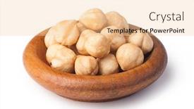  Presentation with hazelnuts - PPT layouts having closeup view of hazelnuts isolated on white background background and a lemonade colored foreground