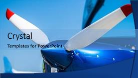  Presentation with sport blue - Colorful slide deck enhanced with closeup view of white propeller backdrop and a light blue colored foreground