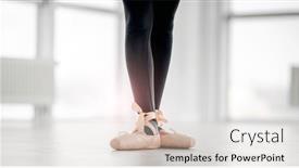 Presentation with ballerina - PPT theme having closeup-view-on-ballerina-feet background and a light gray colored foreground