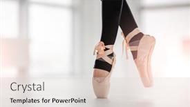  Presentation with ballerina - Presentation design having closeup-view-on-beautiful-ballerina background and a light gray colored foreground