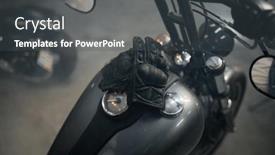  Presentation with tank - PPT theme enhanced with closeup-view-on-biker-leather background and a  colored foreground