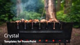  Presentation with bbq picnic - PPT theme featuring closeup-view-on-brazier background and a black colored foreground