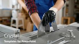  Presentation with woodworking - Slides consisting of closeup-view-on-carpenter-hand background and a gray colored foreground