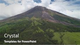  Presentation with nature countryside - Presentation design consisting of closeup-volcano-top-erupt-clouds background and a dark gray colored foreground