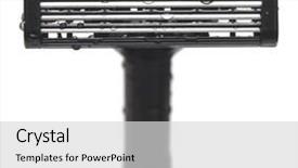  Presentation with razor - Slides having closeup wet razor isolated on white background background and a light gray colored foreground