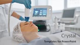  Presentation with beauty cosmetic - PPT theme enhanced with closeup-woman-getting-cosmetic-procedure background and a light gray colored foreground