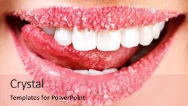  Presentation with kids sugar - Amazing presentation design having closeup of woman's lips backdrop and a coral colored foreground