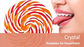  Presentation with tongue - Presentation theme with woman's lips and tongue background and a coral colored foreground