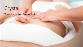  Presentation with particle therapy - Presentation with up of woman's stomach background and a  colored foreground