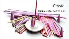  Presentation with aromatherapy - Slide set featuring close-ups of incense sticks background and a cool aqua colored foreground