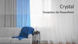  Presentation with curtain - Amazing slide set having closing curtains - grey sofa and small table backdrop and a light gray colored foreground