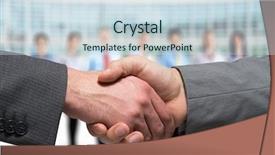  Presentation with shaking hands - Presentation theme consisting of closing deal - close-up of two businessmen shaking background and a sky blue colored foreground