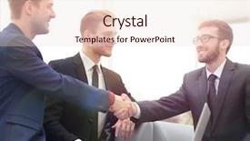  Presentation with handshake between healthcare and it - Presentation with closing deal - handshake between businesspeople background and a lemonade colored foreground