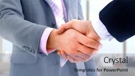  Presentation with peace treaty handshake map - Amazing PPT theme having closing deal - handshake in office backdrop and a seafoam green colored foreground