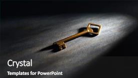  Presentation with key - Colorful PPT layouts enhanced with closing opening door - old key on dark surface backdrop and a  colored foreground